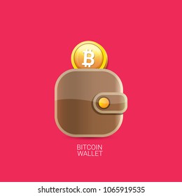 vector bitcoin wallet  isolated on pink background. vector Bitcoin icon or symbol