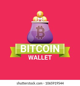 vector bitcoin wallet  isolated on pink background. vector Bitcoin icon or symbol