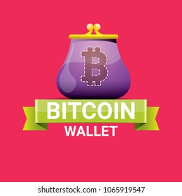 vector bitcoin wallet  isolated on pink background. vector Bitcoin icon or symbol