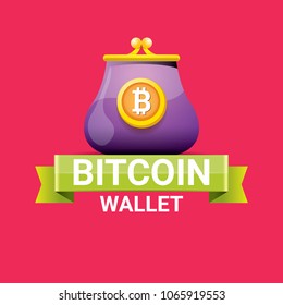 vector bitcoin wallet  isolated on pink background. vector Bitcoin icon or symbol