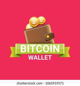 vector bitcoin wallet  isolated on pink background. vector Bitcoin icon or symbol