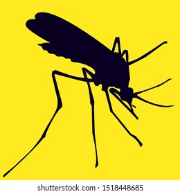 Vector biting mosquito silhouette illustration