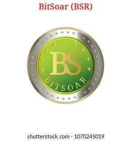 Vector BitSoar (BSR) digital cryptocurrency logo. BitSoar (BSR) icon. Vector illustration isolated on white background.