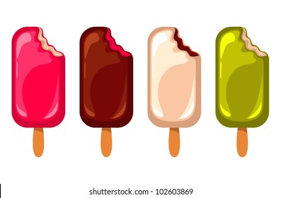 Vector bitten ice cream bar collection