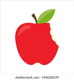 El vector mordió manzana roja Cortada en medio espacio Dejar espacio para añadir texto.