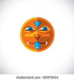 Vector bizarre creature, modern art colorful drawing of imaginative being. Fantastic odd character illustration can be used as user avatar icon or in graphic design.