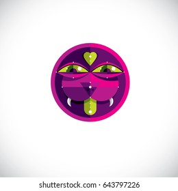 Vector bizarre creature, modern art colorful drawing of imaginative being. Fantastic odd character illustration can be used as user avatar icon or in graphic design.