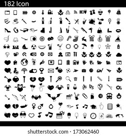 vector black 182 universal web icons set on gray 
