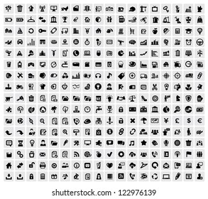 vector black 324 web icons set on gray