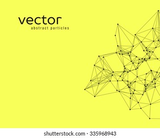 Vector black abstract particles on yellow background