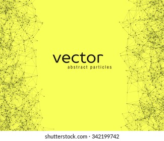 Vector black abstract particles on yellow background
