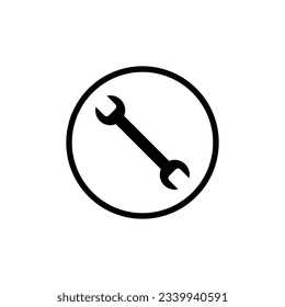 Vector black adjustable wrench screwdriver icon