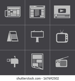 Vector black advertisement icons set