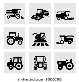 vector black agricultural transport icons set svg