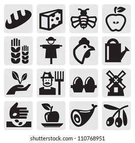 vector black agriculture and farming icons set