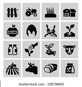 vector black agriculture and farming icons set