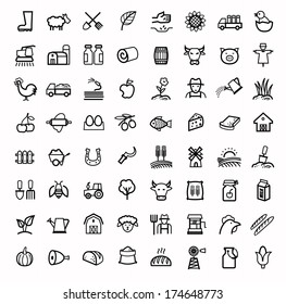 vector black agriculture and farming icons set