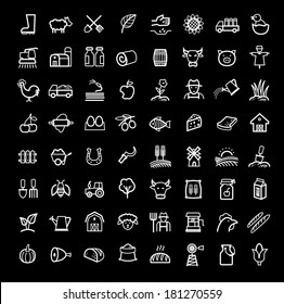 vector black agriculture and farming icons set