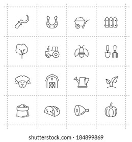 vector black agriculture and farming icons set