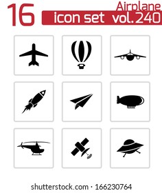 Vector black airplane icons set