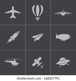 Vector black airplane icons set