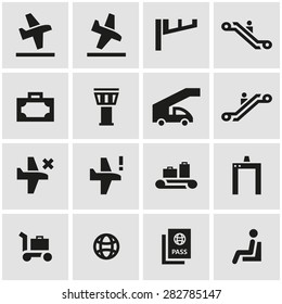 Vector black airport icon set
