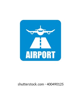 Vector black airport icon. Universal airport and air travel icon