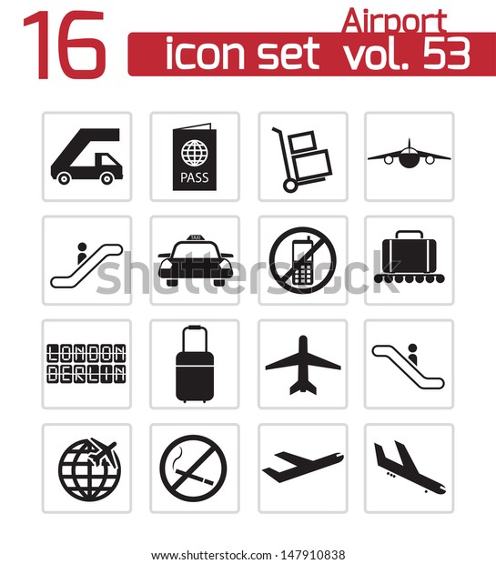 Vector black airport icons\
set