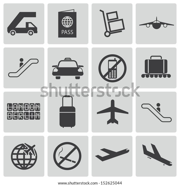 Vector black airport icons\
set