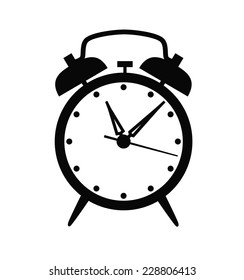 vector black alarm clock icon set on white