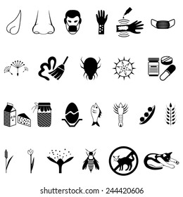 Vector black allergies icons set