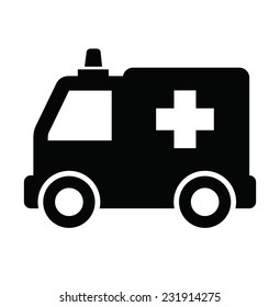 vector black ambulance icon on white background 