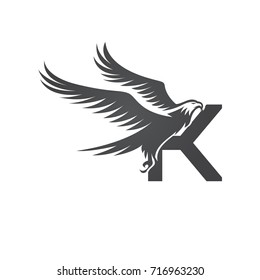 Vector Black American Eagle Letter K Logo