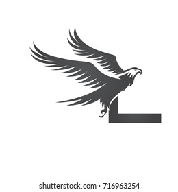 Vector Black American Eagle Letter L Logo