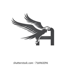Vector Black American Eagle Letter A Logo
