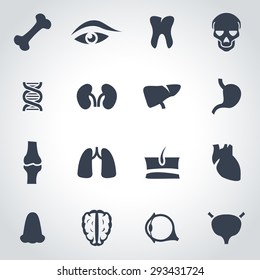 Vector black anatomy icon set.
