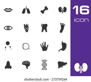 Vector black  anatomy  icons set on white background