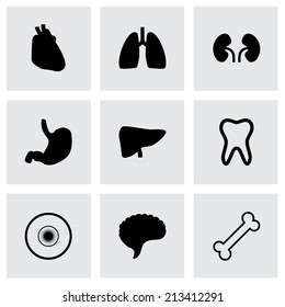 Vector black anatomy icons set on grey background