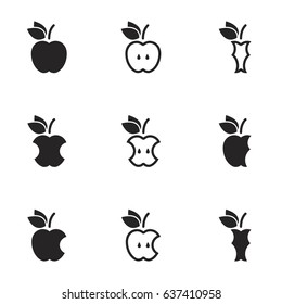 Vector black apple, icon set
