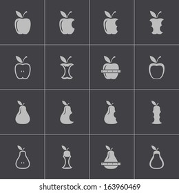 Vector black apple and pear icons set