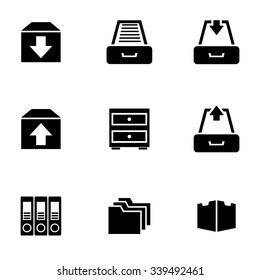 Vector Black Archive Icon Set.