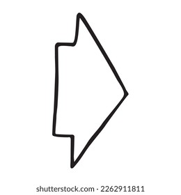 Estilo de doodle de flecha negra vectorial aislado en fondo blanco. Ilustración dibujada a mano derecha del puntero
