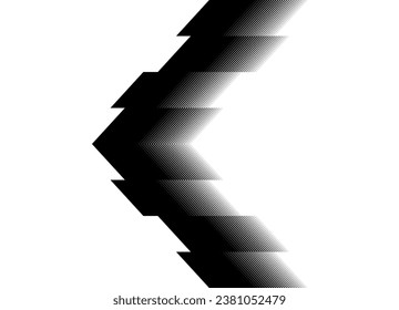 Flecha negra vectorial sobre un fondo blanco, en estilo retro. Para papel pintado, cubiertas, carteles, textiles, publicidad, impresión. Elemento de diseño, patrón vectorial rayado. Fondo vectorial moderno.