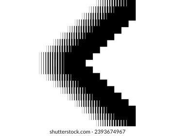 Vector black arrow on a white background. Striped pattern. Modern vector background.