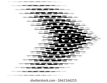 Vector black arrow on white background. Abstract lines. Striped sports pattern. Pointer, direction, game
