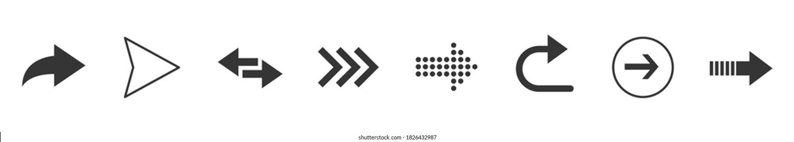 Vector black arrow set. black flat style arrows isolated on white background - stock vector.