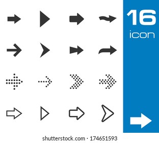 Vector black arrows icons set on white background