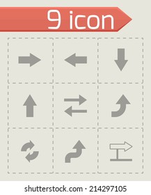 Vector black arrows icons set on grey background