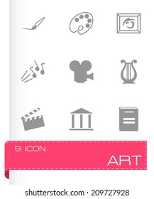 Vector black art icons set on white background