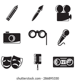 Vector black art icons set on white background